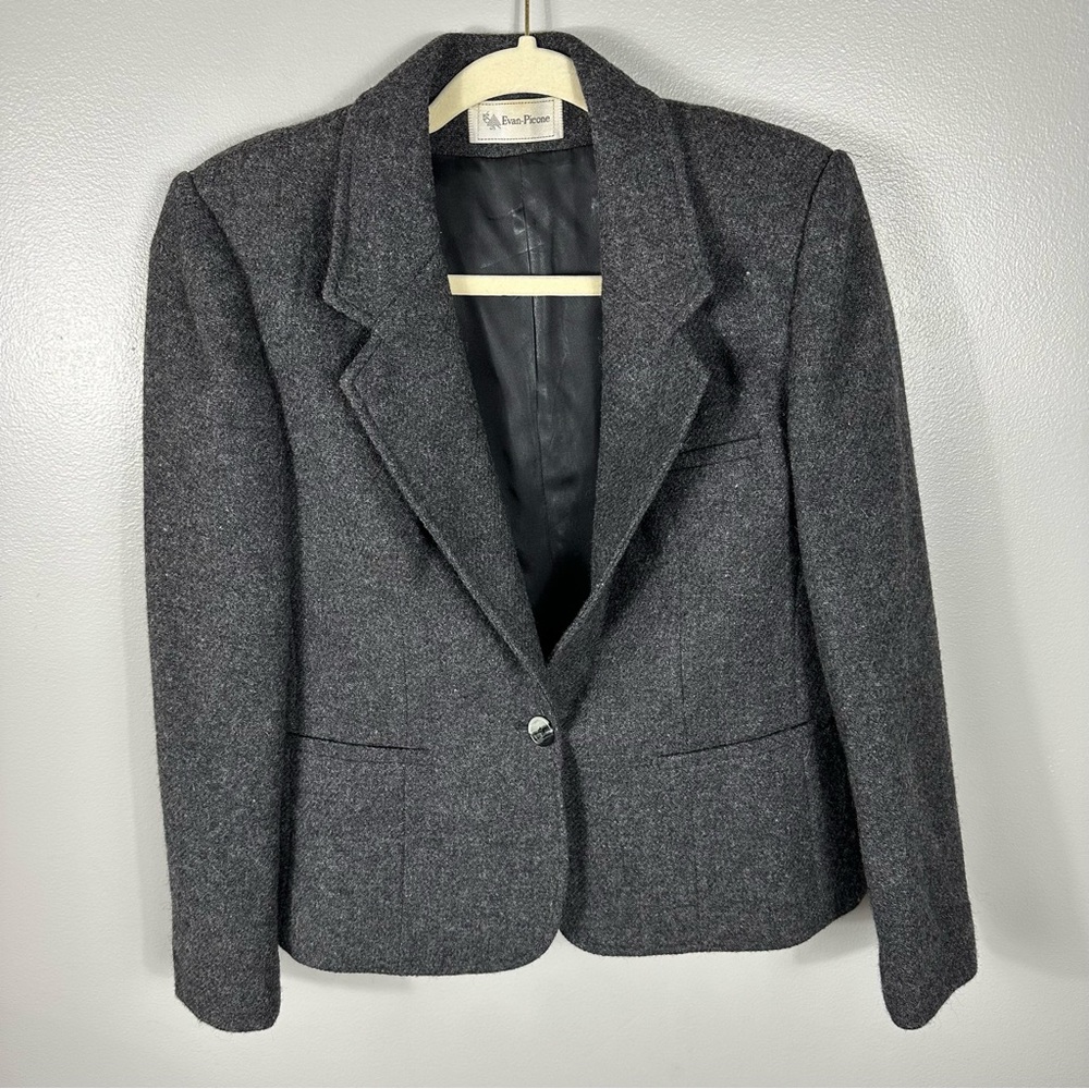 Evan Picone Vintage Grey Pure Wool Blazer/Jacket Women’s Size 10